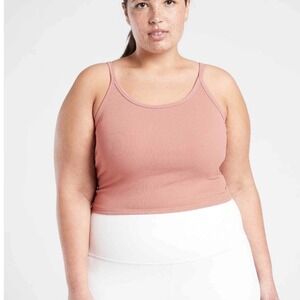 Athleta Powervita Rib Twist Tank‎ Top Womens 3X BAPMPK Rose Workout Yoga plus sz